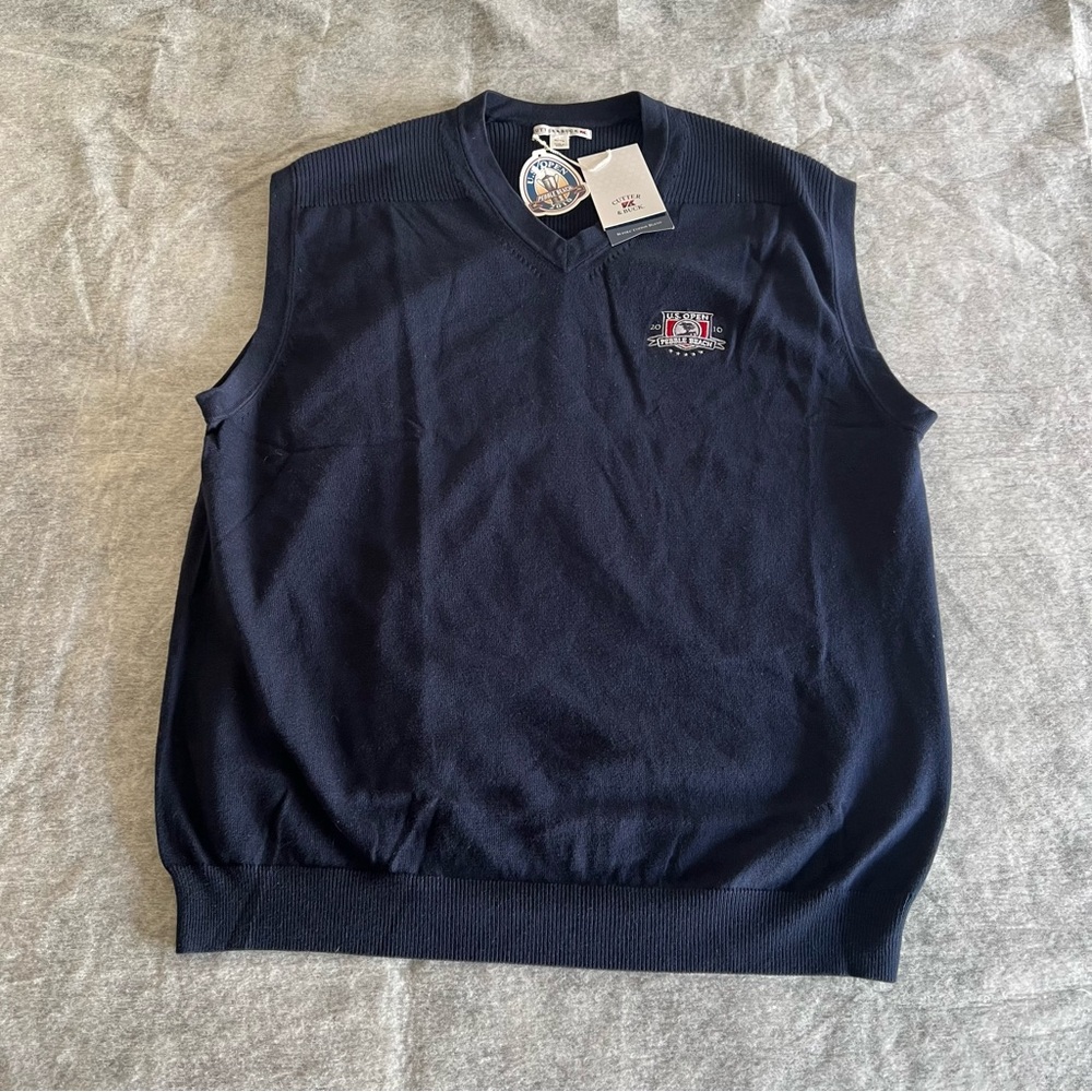 NWT Cutter & Buck Blue Pullover Cotton Golf Vest US Open Pebble Beach 2010 XL